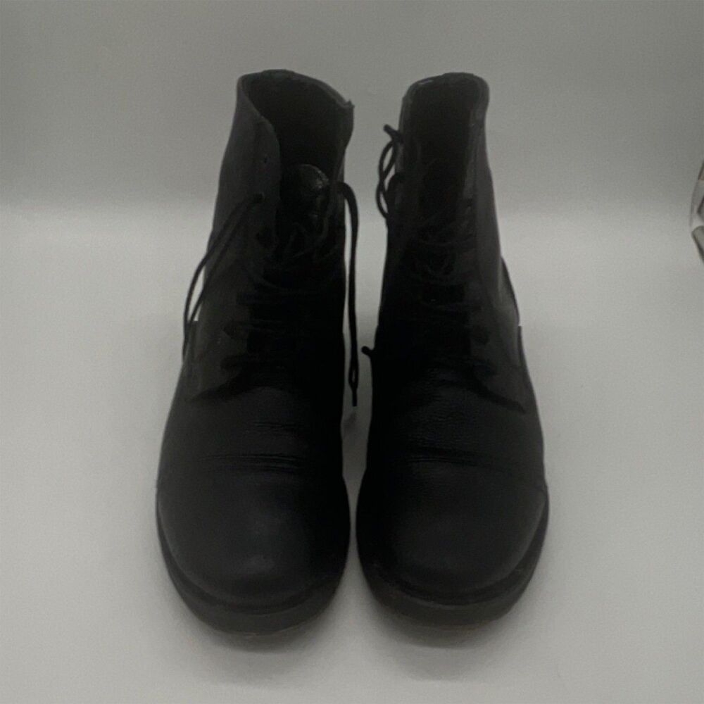 Diesel Black Leather Combat Boots Men’s US 40 Lace-Up Round Toe Ankle